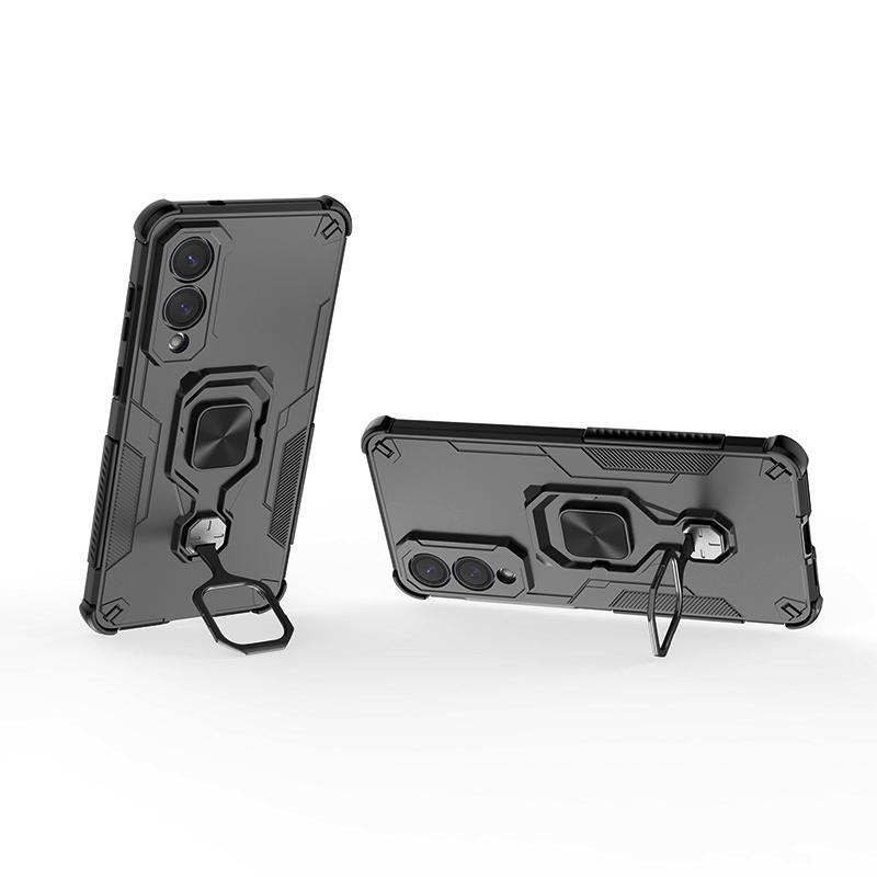 KEYSION Shockproof Case for Samsung S25 Edge 5G Soft Silicone+PC Upright Metal Ring Stand Phone Back Cover for Galaxy S25 Edge