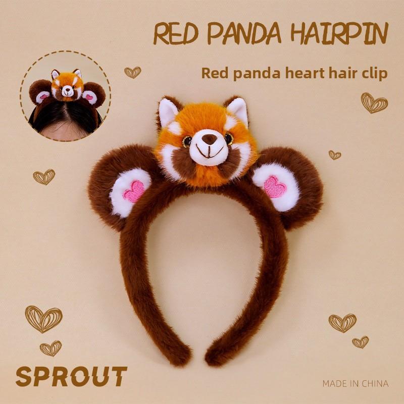 Panda Plush Red Animal Hair Accessory With Cotton Filling For Gift And Dress Up