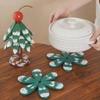 Non-Slip Base Christmas Tree Coasters Foldable Dish Mats Christmas Gift Bowl Mats  Christmas Party