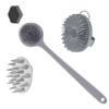 4 Piece Set for Washing Face Hair Taking a Shower with Silicone Facial Cleanser Long Handle Massage