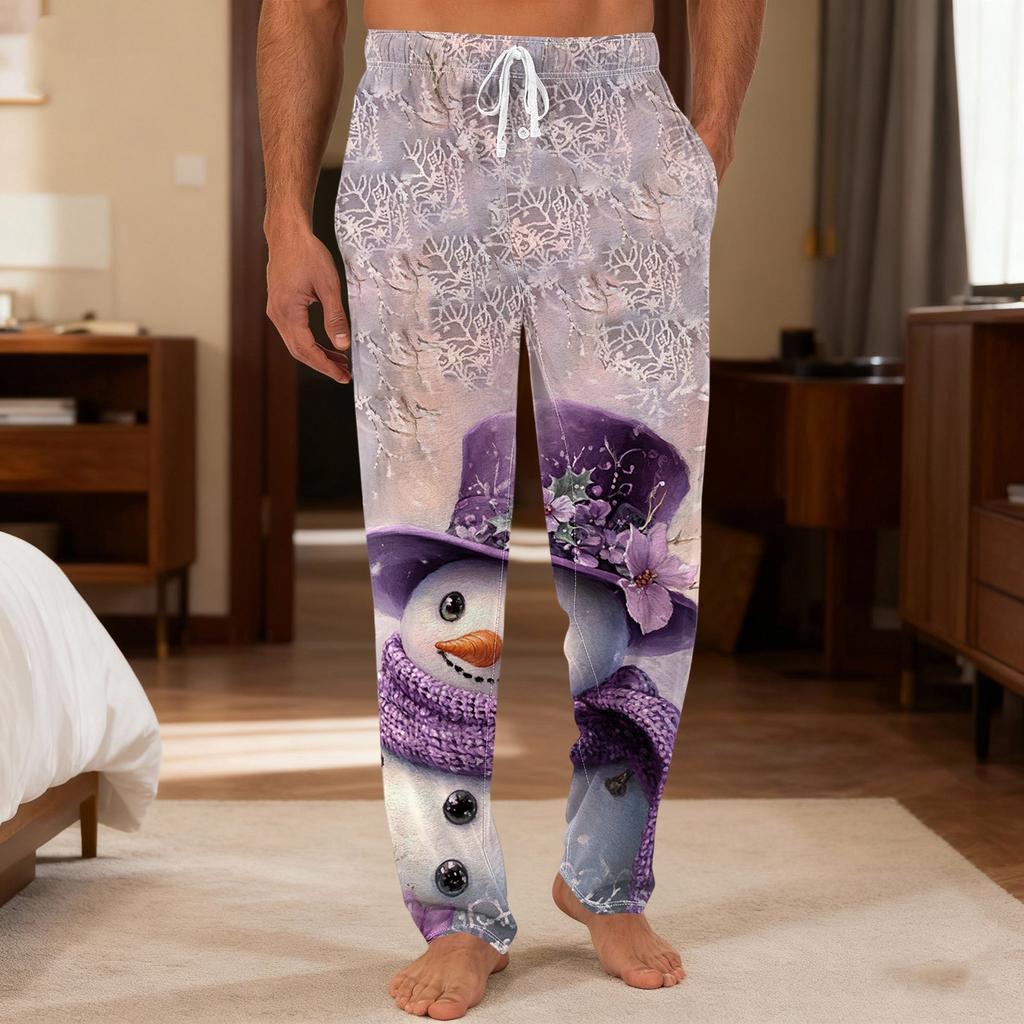 Herre Ensfargede Strikkede Ensfargede Lomme Fritidsbukser Hjem Pyjamasbukser