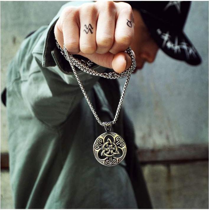 European Retro Punk Claddagh Pendant Necklace for Men