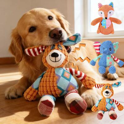 Dog Chew Toy Cute Animals Bite Resistant Interactive Squeaky Puppy Toy Teeth Cleaning Pet Plush Toy Pet Supplies Pet Toys For Small Medium Large Dogs