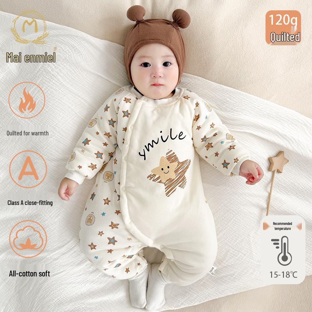 

Maienmier Quilted Cotton Baby Onesie - Warm Autumn/Winter Newborn Romper, Class A, 120g 90cm