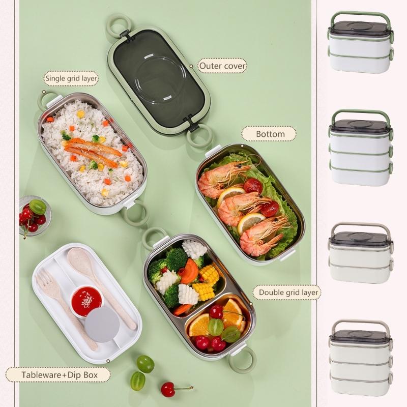 Office Ready Stainless Steel Lunch Box Large Capacity Lunch Container Set with Accessories for Work and School Meals