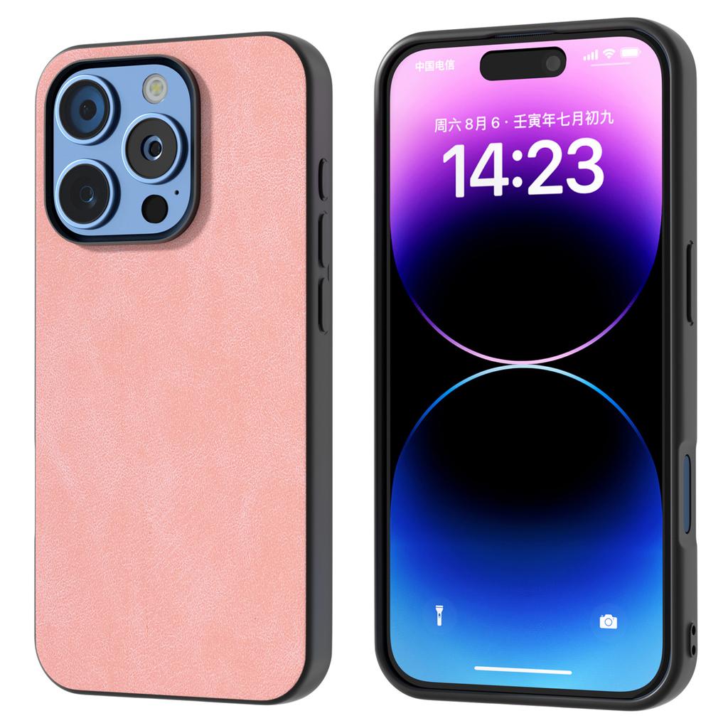 Für iPhone 16 Pro Hülle Schwarzer Rahmen PU+PC+TPU Hybrid Handyhülle
