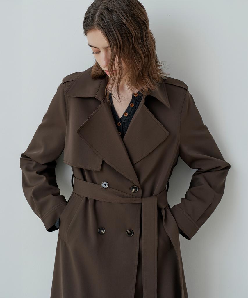 LE STUDIO London Double Long Trench Coat (Br)