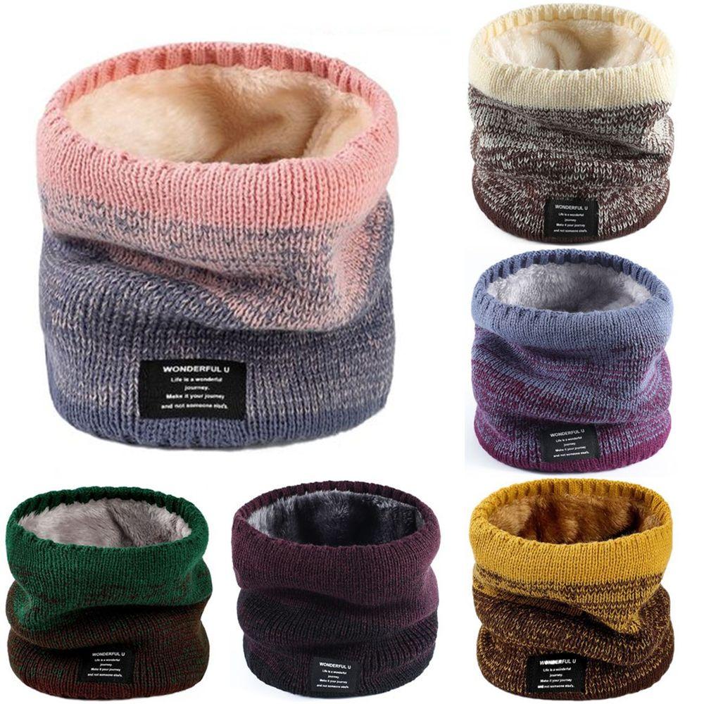 Winter Necks Warmer Plus Velvet Knitted Ring Scarf Neckerchief Collar
