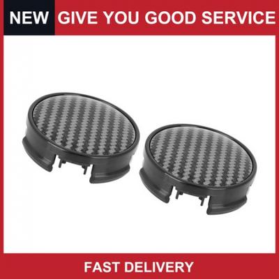 Universal 62mm Car Wheel Hub Caps Black W Carbon Fiber Pattern Sticker Pack of 2