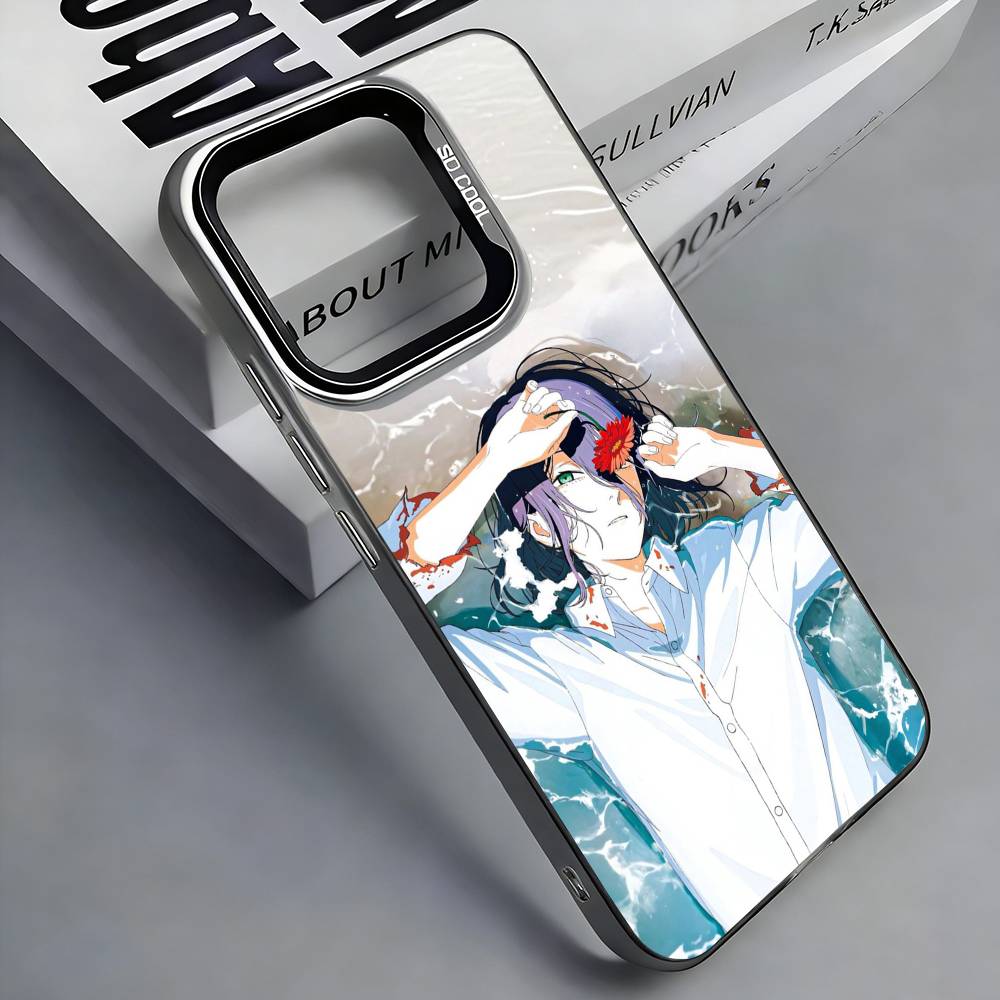 R-Reze C-Chainsaw Man Colorful Silver Back Phone Case For IPhone 17 16 15 14 13 12 11 Plus Pro Max Plus