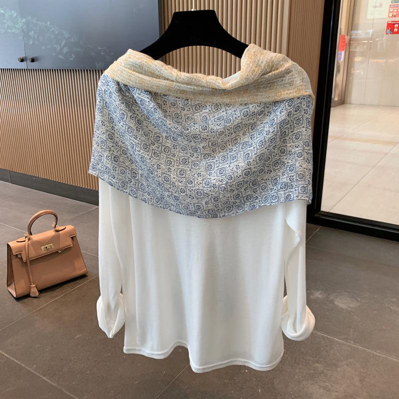 Summer Silk Scarf Shawl Sun Protection Dual-Purpose Yarn Scarf Scarf Spring And Autumn Ethnic Style Versatile Decorative Cotton And Linen Scarf
