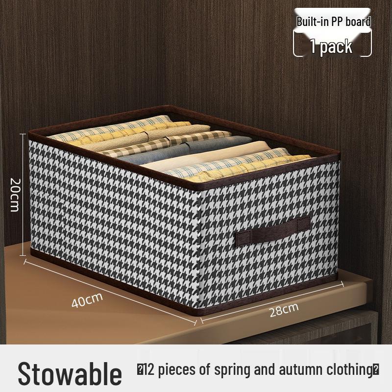 Houndstooth Foldable Fabric Storage Box for Clothes and Wardrobe Organization
