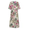 Women's Summer Round Neck 3/4 Sleeve A-Line Skirt Medium Length Printed Loose Dress