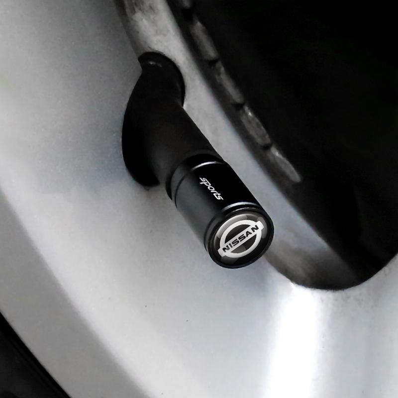 wskpa9 4pc Matte Textured Metal Valve Cover Car Tire Valve Cap Accessories For Nissan Nismo X-Trail GTR Qashqai Altima Note Leaf Tiida