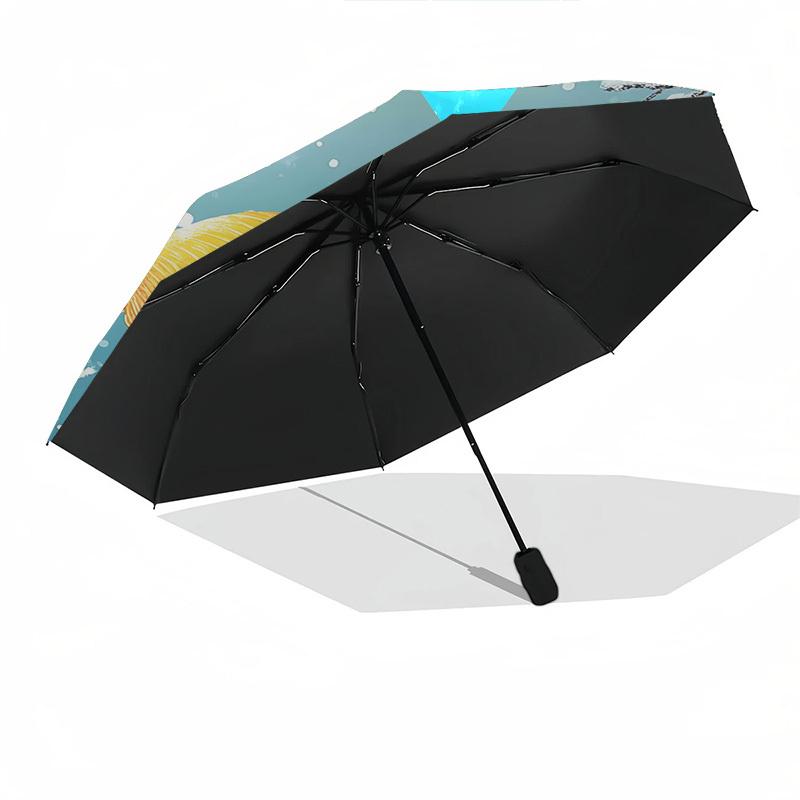1pc Winter Wonderland Birds Auto-Folding Umbrella, Portable 3-Fold Design with 8-Bone Iron Frame, Perfect for Fans, Travelers, Daily Use, Festive Gift