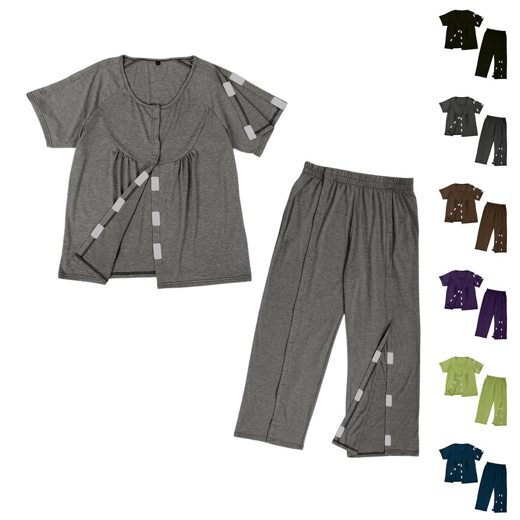 Vêtements Adaptatifs Unisexes pour Personnes Âgées - Chemise, Tenue Confortable pour le Repos au Lit pour Hommes et Femmes, Vêtements de Récupération
