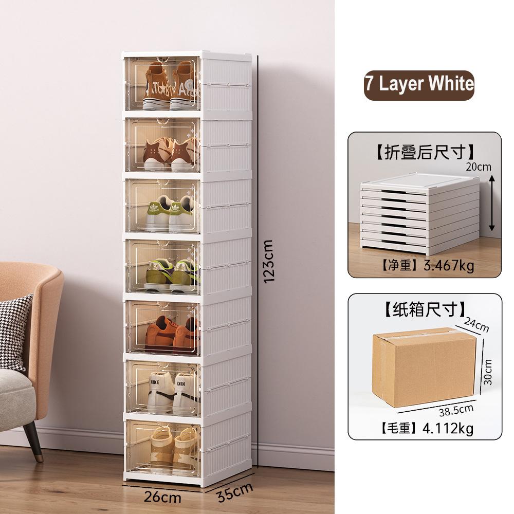 Shoe Storage Organizer Cabinet Drop Front Plastic Foldable Shoe Storage Box Entryway Sneakers Stackable Shoe Display Holder Rack