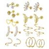 Stainless steel piercing accessories - simple earrings, ear clips, ear rings, ear barb hooks set
