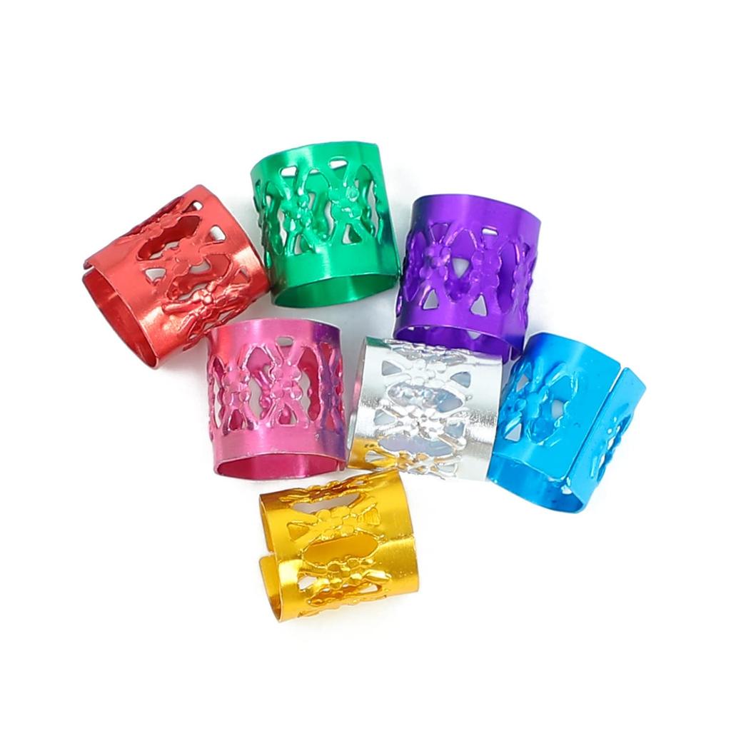 400pcs Hair Jewelry for Braids, Dreadlocks, Beads, Cuffs, Rings & Clips - Colorful Aluminum, Adjustable Metal Hair Accessories for Women & Girls
