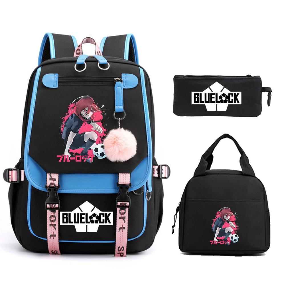 Peripheral Printed Backpack Leisure Student School Bag Pencil Bag Lunch Bag Set