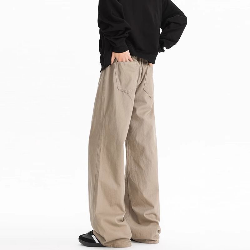 Autumn Winter Versatile Casual Pants Maillard Straight Loose Trousers Men