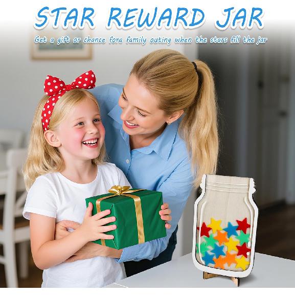 Magnetic Reward Jar for Classroom & Kids - Star Jar Incentive System, Potty Training Chart with Tokens, Behavior Management Tool, Boys & Girls
