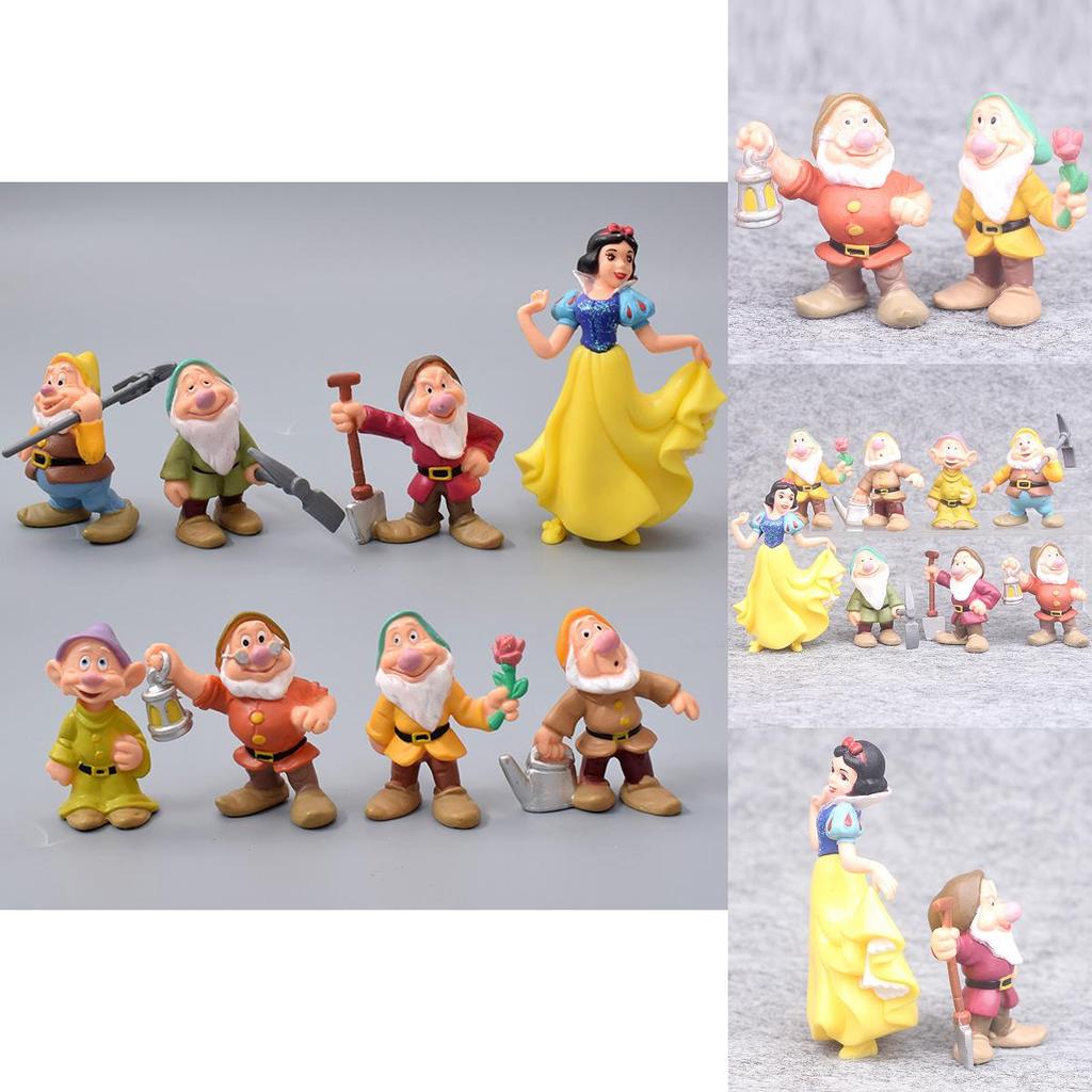 Delightful Set Of 8 Princess Snow White And Seven Dwarfs Action Figures For Kids