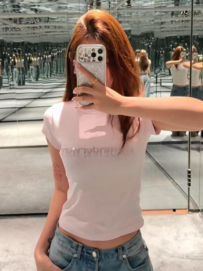 Women's Shiny Letter Slimming Short Sleeve T-shirt - 2026 Spring New Arrival