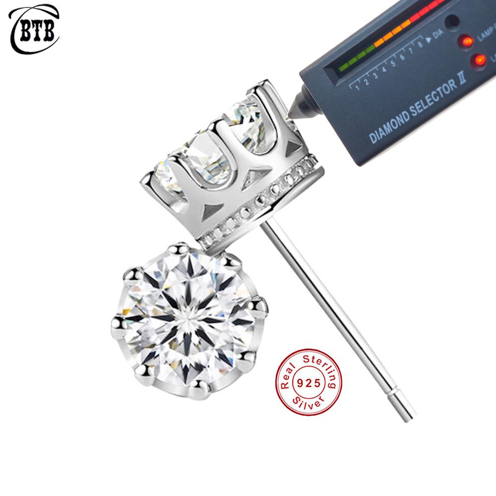 Exquisite Eight Claws Crown Stud Earrings 925 Silver Moissanite Earrings for Women Wedding Birthday Jewelry Gifts