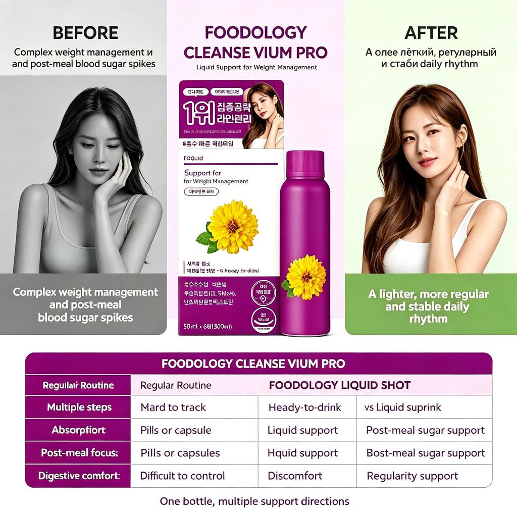 FOODOLOGY Talksology Cleanse Vium PRO Liquid Drink, Body Management Support, 50ml x 6 Bottles