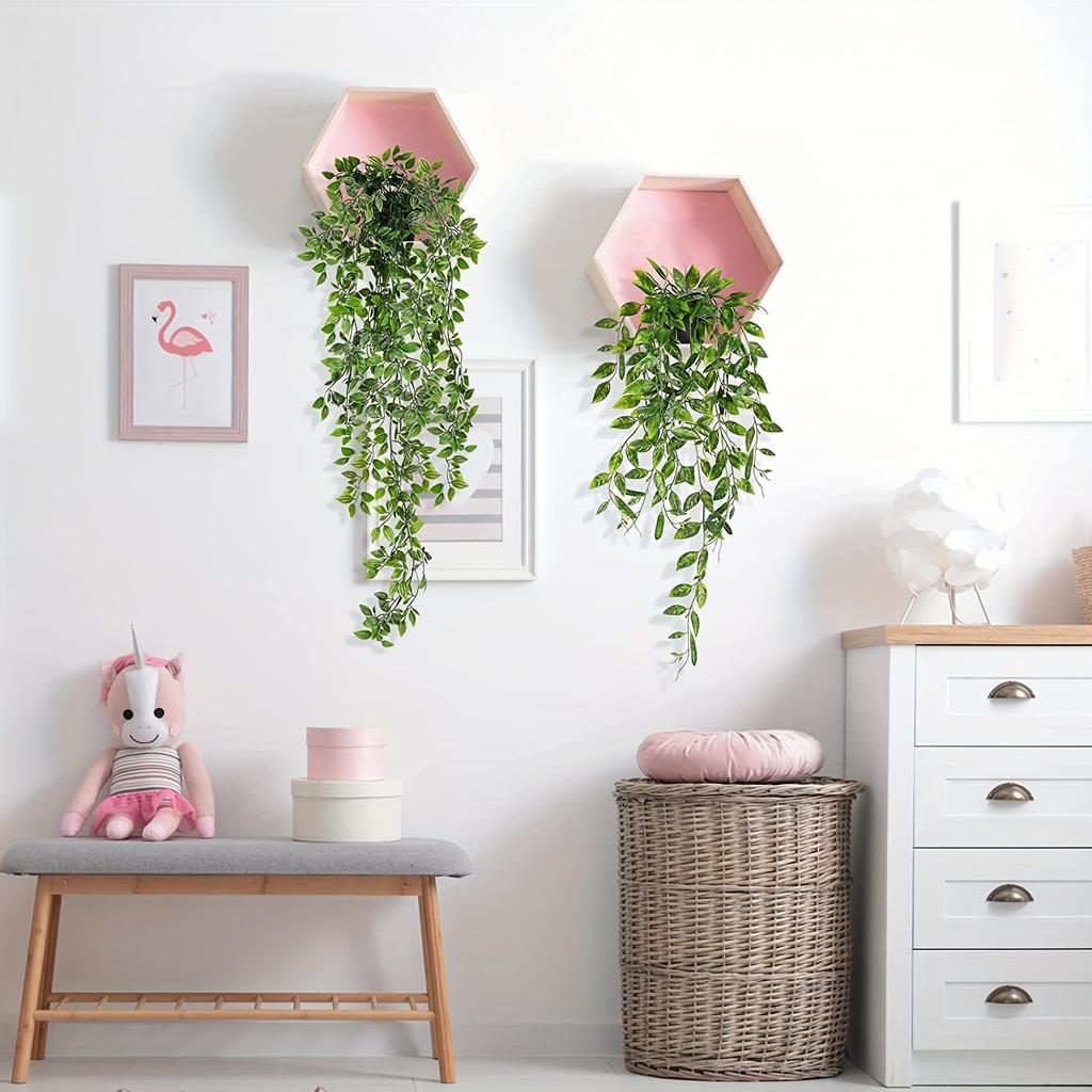 3pcs Artificial Hanging Potted Plants, Fake Hanging Eucalyptus Vine, Mandala Vine and Pea Pods with Pots, Indoor Outdoor Hanging Decor