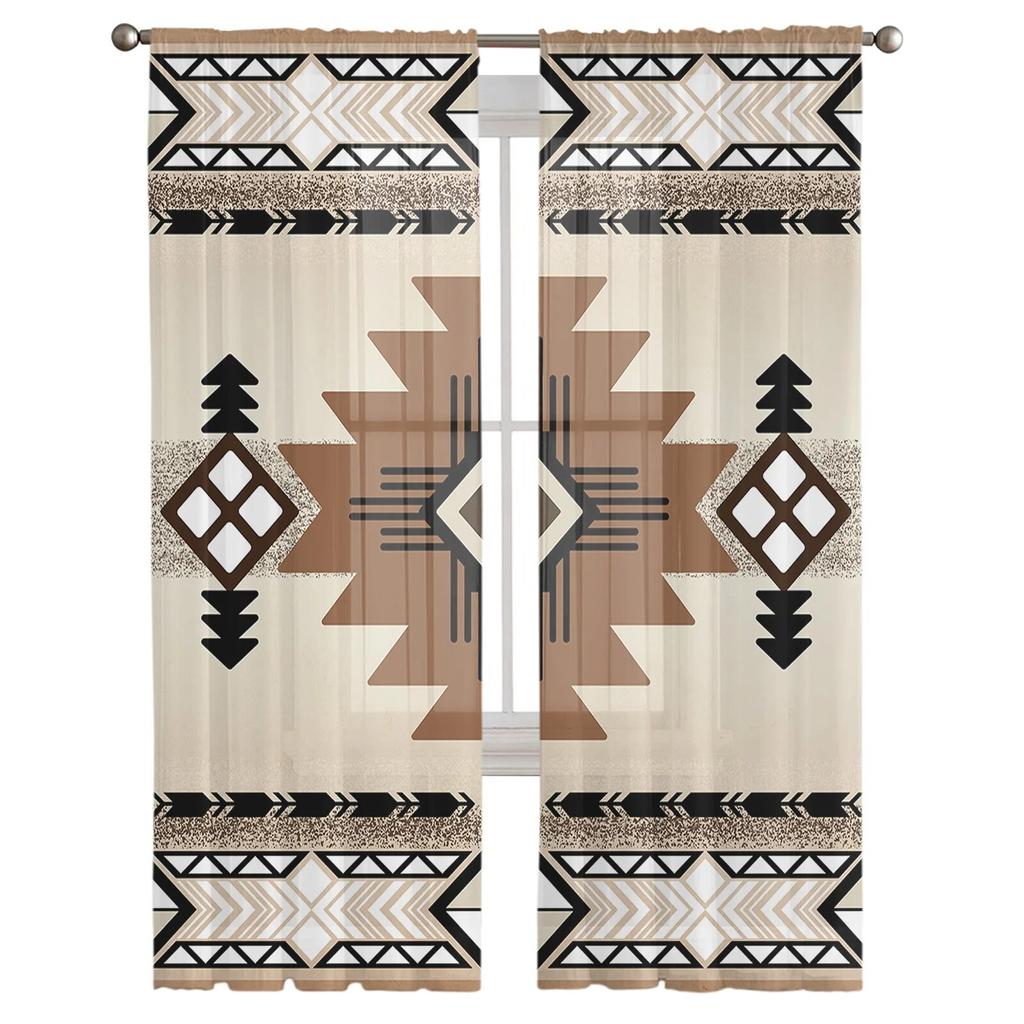 Indyjska Geometryczna Grafika Przezroczyste Zasłony Do Salonu Sypialni Tiulowa Zasłona Do Kuchni Woalowa Zasłona Żaluzje Panele