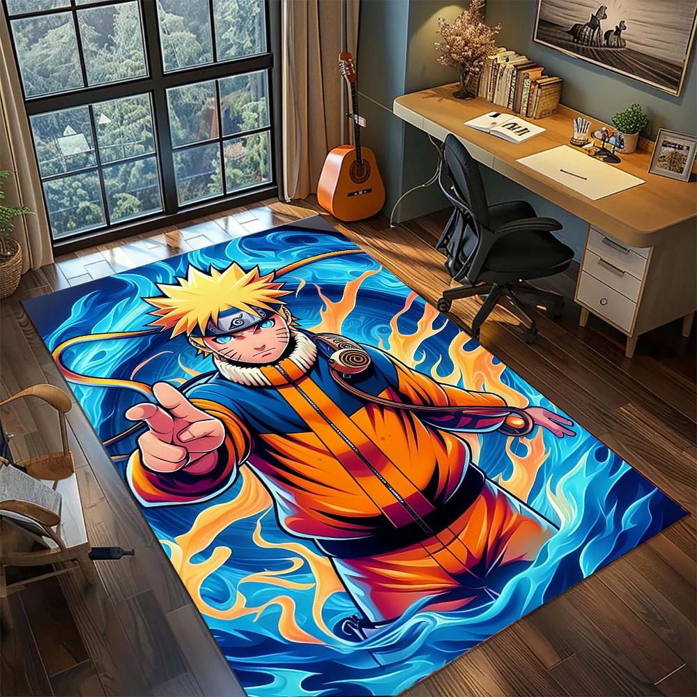 Uzumaki Naruto Nine-Tails Kurama Power Rug Carpet Large Area Rug Non Slip Washable Floor Mat Gamer Room Bedroom Home Decor