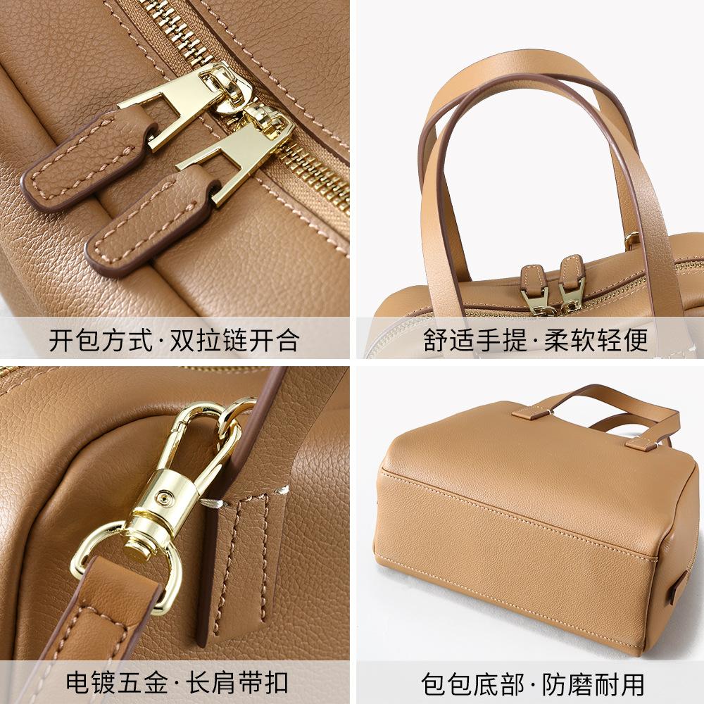 2025 New First-layer Cowhide Bobe Bag Commuter Versatile Large-capacity Messenger Bag Simple Retro Fashion Handbag