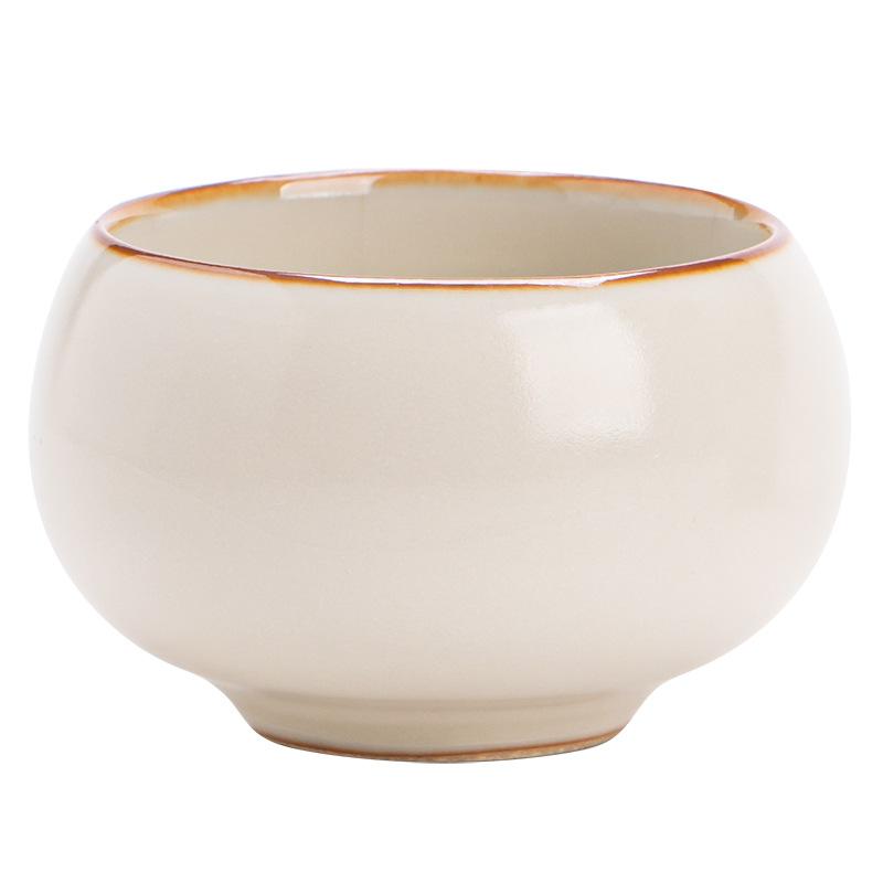 Beige Ru Kiln Ceramic Teacup Household Simple Master Cup Luohan Single Cup Personal Special Tea Set Kung Fu Tea Cup