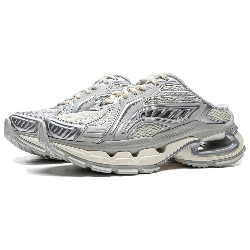 Li Ning Lijun BOW Mule Fashion Comfortable Trendy Versatile Closed-Toe Slippers Women Slippers Gray Beige Silver AZGU184-1