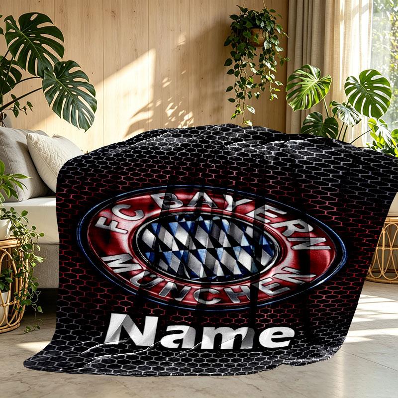 Custom Name Personalized FC Bayern Print Blanket, Home Decor, Bedroom, Sofa, Camping, Couch, Gifts for Birthday Christmas