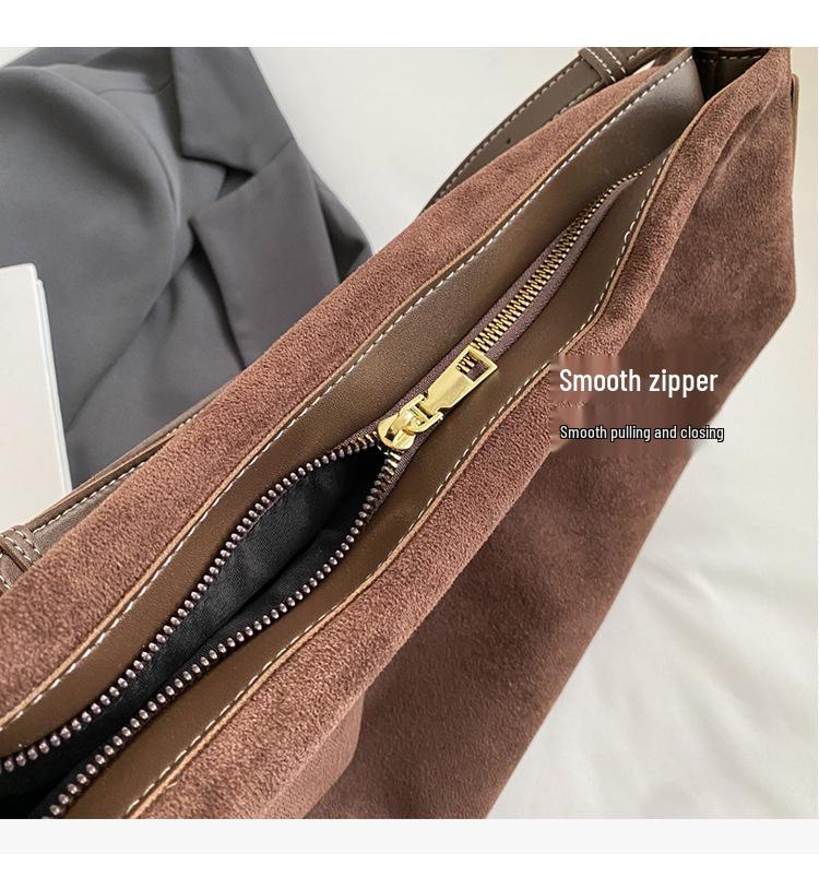 Retro Suede Large-Capacity Crossbody Tote - 2025 Autumn/Winter Collection for Women