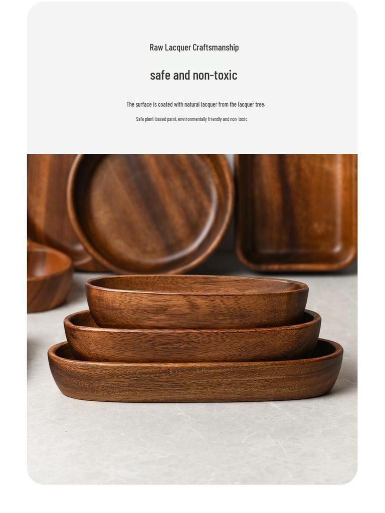 Solid Walnut Wooden Fruit & Salad Bowl - Round Plate for Dining & Household Use