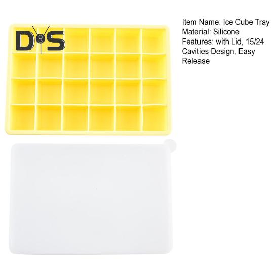 Silicone Ice Cube Tray with Lid 15/24 Cavities Easy Release BPA Free Summer Refrigerator Cocktail Whiskey Ice Maker Press Mold Kitchen Supplies