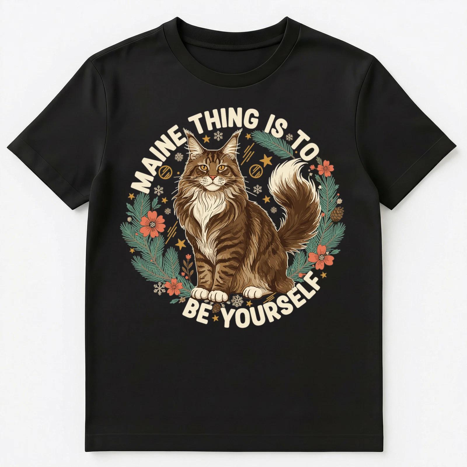 

Maine Coon Cat Be Yourself Inspirational Art Unisex T-Shirt S
