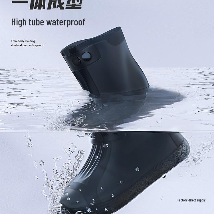 Waterproof Non-Slip Rain Boots: Thickened Silicone Shoe Covers for Men, Women, and Kids - Wear-Resistant, High-Top Design for Rainy Days.