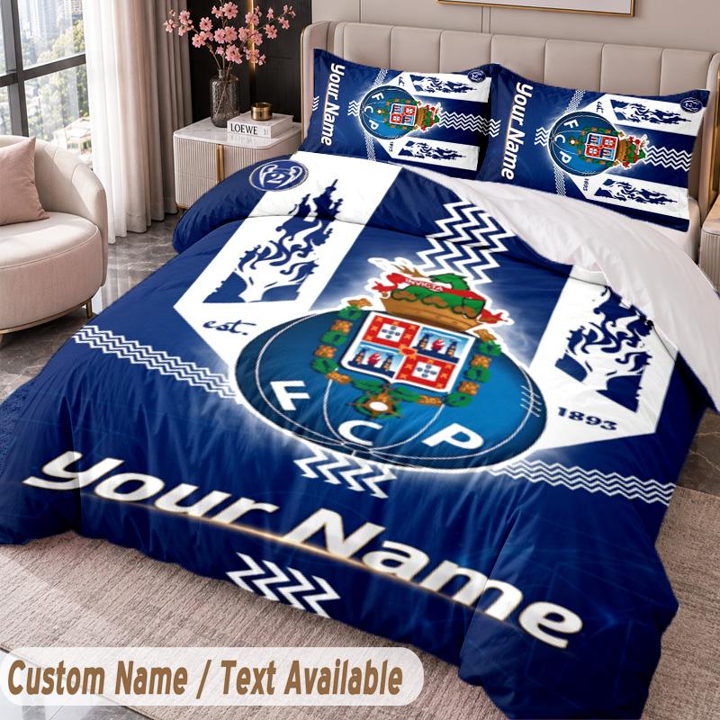 FC Porto Printed Bedding Set Custom Name Text 1 Duvet Cover 2 Pillowcases For Bedroom