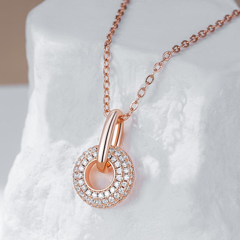 Innovative Design Full Natural Zircon Pendant Necklace Fashion  Rose Gold Color Romantic Gift Daily Fine Women Jewelry