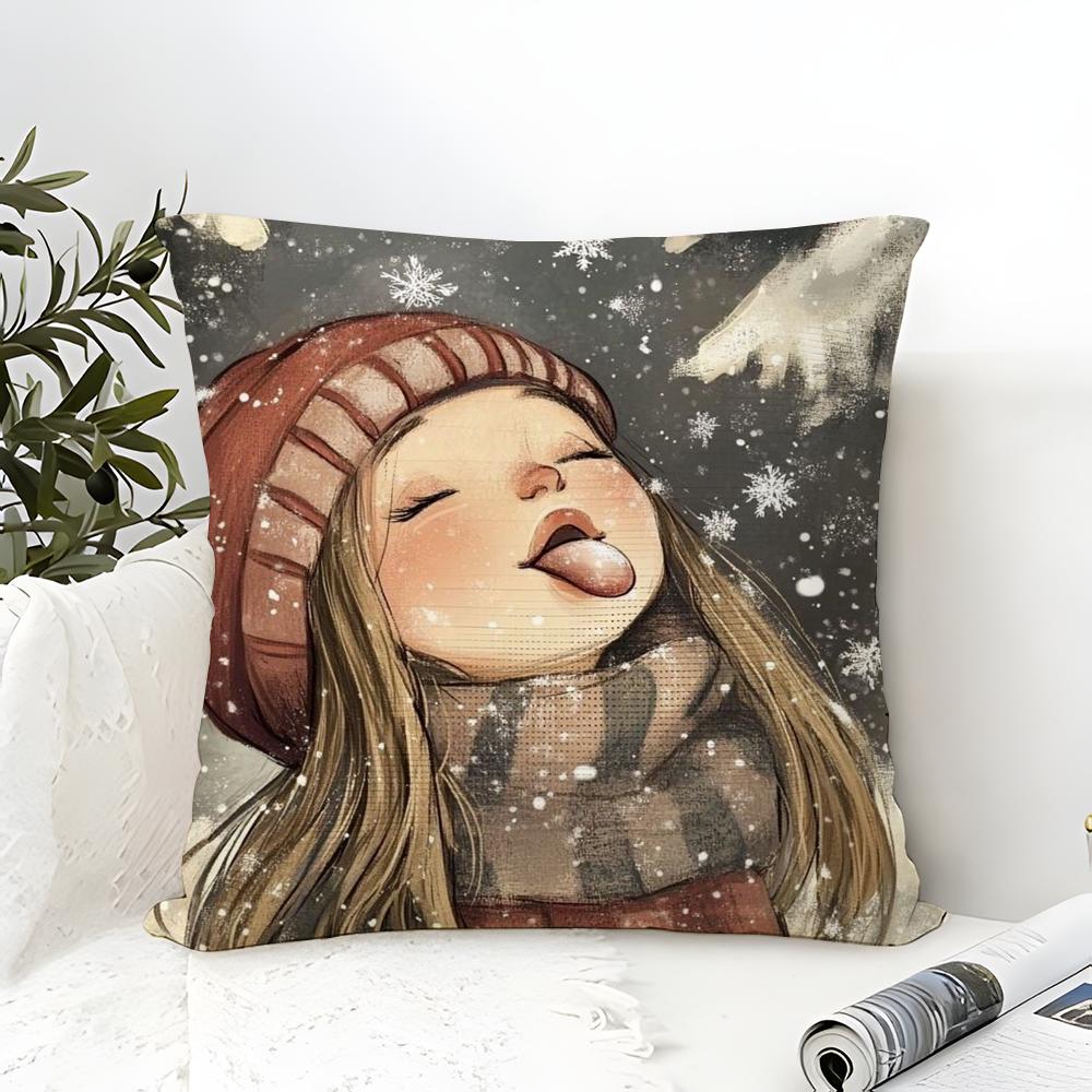 Cartoon Children'S Illustrations Religious Prints Pillow Case Linen Pillow Case Sofa Home Decor Cushion Cover Cushion Cove