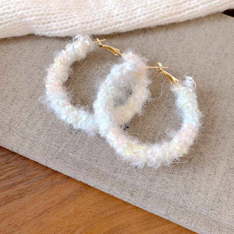 

Silver needle wool woven round ear ring earrings women s niche high-end stud earrings personalized fashion exquisite versatile earrings