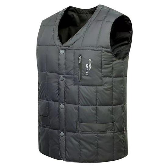 Vest Kåpe V-hals Ermeløs Ensfarget Enkel Breasted Vest Kåpe med Lommer Fortykket Vindtett vest med varm bunn
