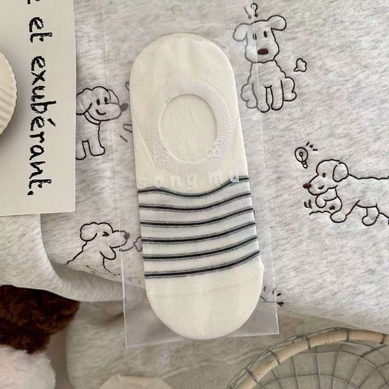 

Женские весенне-летние новые носки в тонкую полоску из чистого хлопка, дышащие, на каждый день, нескользящие, невидимые с мелким вырезом 1 pair чёрный/белый