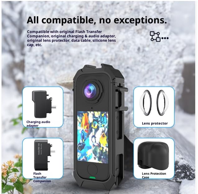 Insta360 X4 Air Camera Expansion Alloy with Screw Dual Cold Shoe and Quick Release Interface for and Video Cage, ABS/Aluminum 1/4" Hole, Mounts,