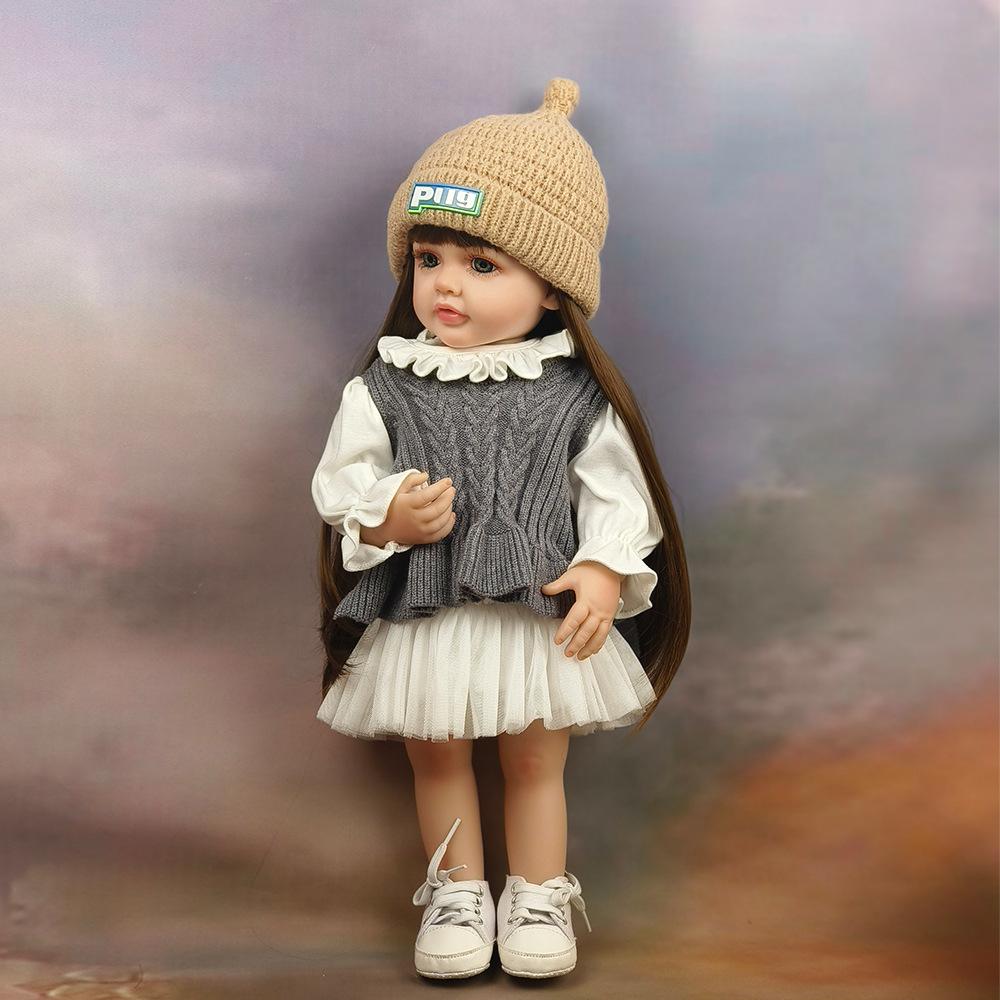 

55 см силіконові повне тіло Betty Reborn Toddler Girl Dolls Straight Legs Новонароджені ляльки з довгим волоссям Реалістичні Bebe Reborn Boneca Menina Presente full silicone girl
